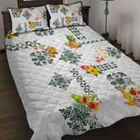 Hawaiian Quilts Quilt Bed Set Tropical Fruits and Plants LT03 White - Polynesian Pride