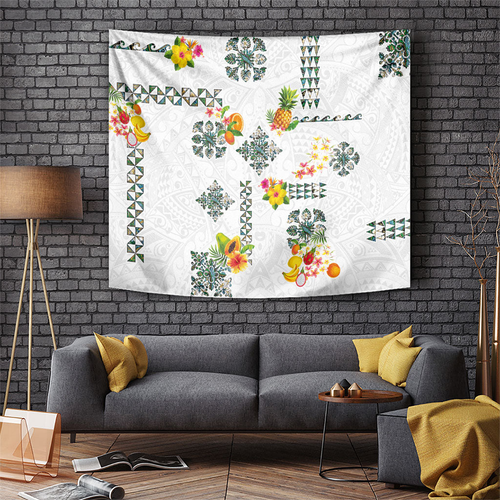 Hawaiian Quilts Tapestry Tropical Fruits and Plants LT03 White - Polynesian Pride