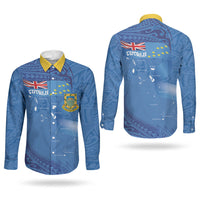 Tuvalu Heritage Couples Matching Off Shoulder Maxi Dress and Long Sleeve Button Shirt Map of the Islands and Polynesia Pattern LT03 - Polynesian Pride