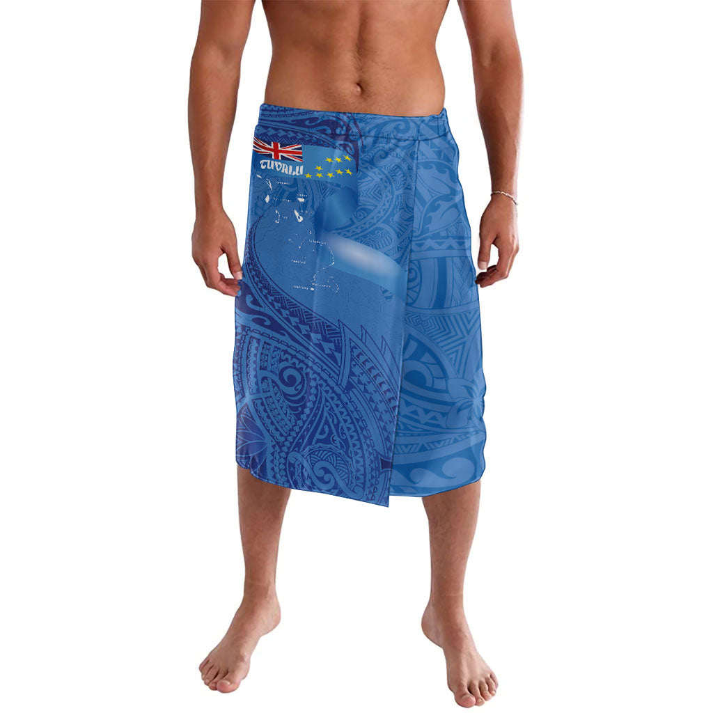 Tuvalu Heritage Lavalava Map of the Islands and Polynesia Pattern LT03 Blue - Polynesian Pride