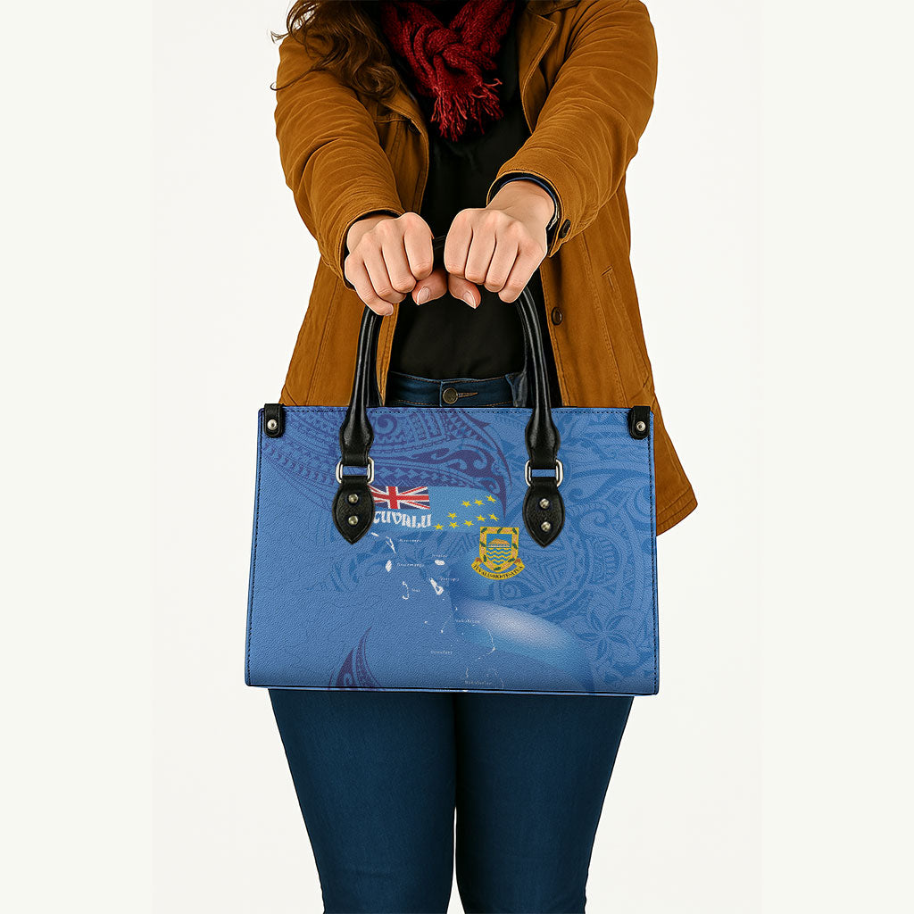 Tuvalu Heritage Leather Bag Map of the Islands and Polynesia Pattern LT03 - Polynesian Pride