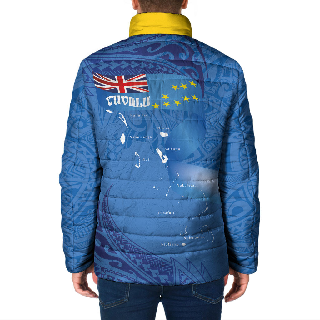 Tuvalu Heritage Padded Jacket Map of the Islands and Polynesia Pattern LT03 - Polynesian Pride