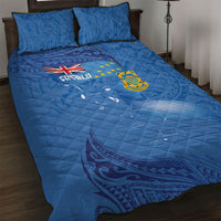 Tuvalu Heritage Quilt Bed Set Map of the Islands and Polynesia Pattern LT03 Blue - Polynesian Pride