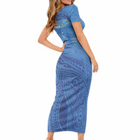 Tuvalu Heritage Short Sleeve Bodycon Dress Map of the Islands and Polynesia Pattern LT03 - Polynesian Pride