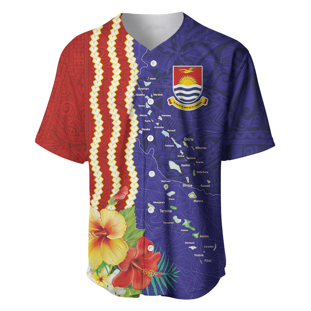 Kiribati Heritage Baseball Jersey Map of the Islands and Polynesia Pattern LT03 Multicolor - Polynesian Pride