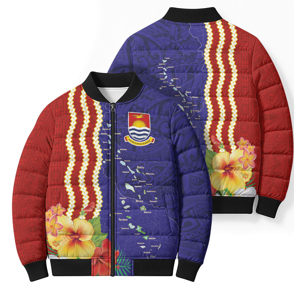 Kiribati Heritage Bomber Puffer Jacket Map of the Islands and Polynesia Pattern LT03 - Polynesian Pride