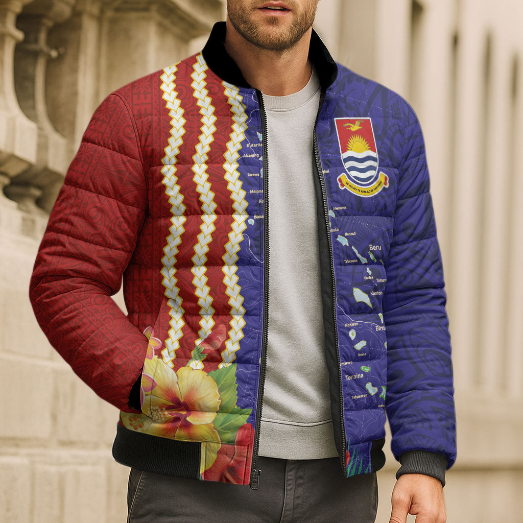 Kiribati Heritage Bomber Puffer Jacket Map of the Islands and Polynesia Pattern LT03 - Polynesian Pride