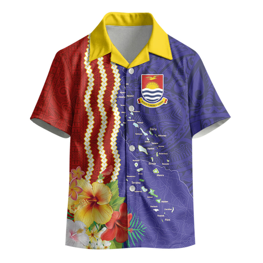 Kiribati Heritage Kid Hawaiian Shirt Map of the Islands and Polynesia Pattern LT03 - Polynesian Pride