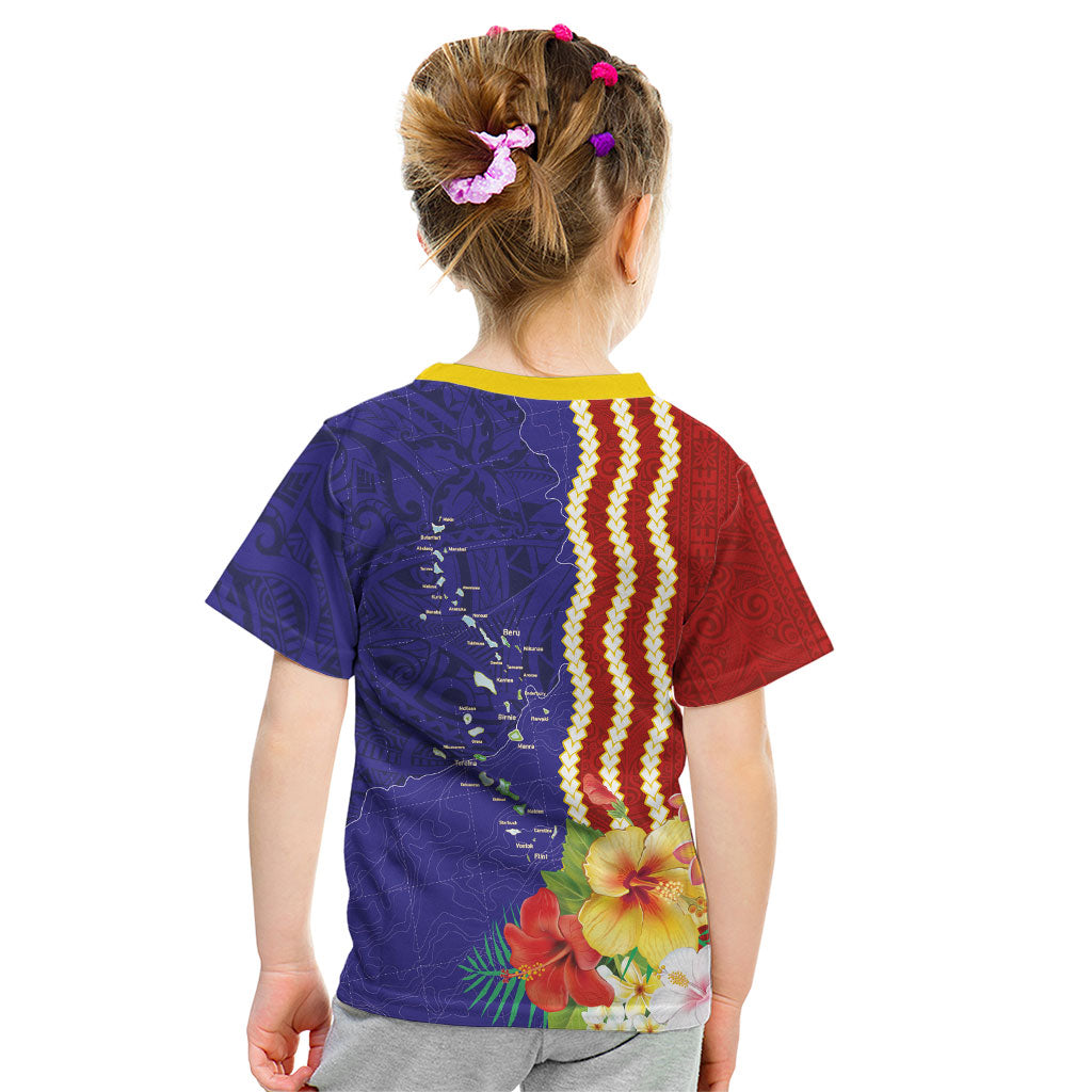 Kiribati Heritage Kid T Shirt Map of the Islands and Polynesia Pattern LT03 - Polynesian Pride