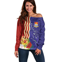 Kiribati Heritage Off Shoulder Sweater Map of the Islands and Polynesia Pattern LT03 Women Multicolor - Polynesian Pride