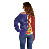 Kiribati Heritage Off Shoulder Sweater Map of the Islands and Polynesia Pattern LT03 - Polynesian Pride