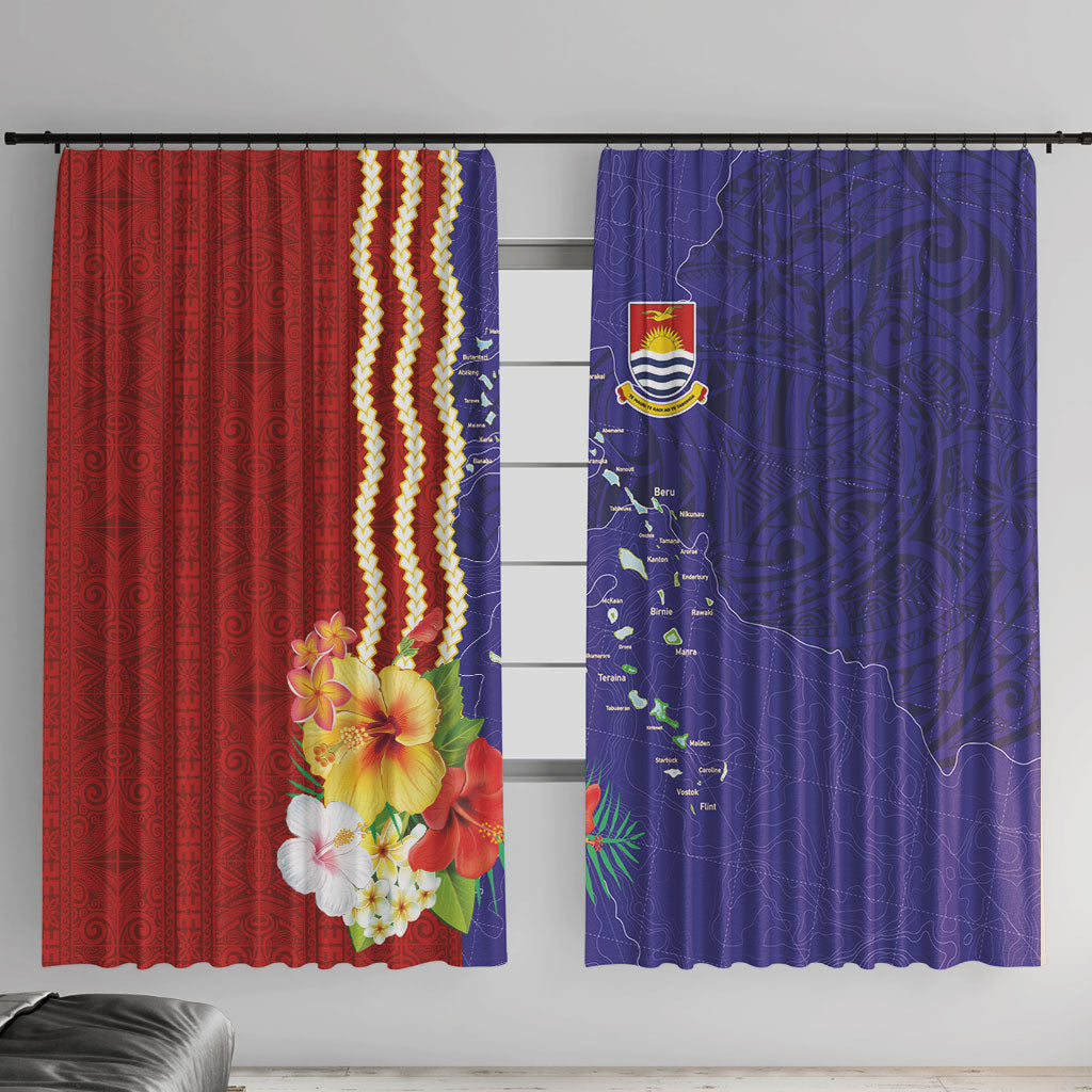 Kiribati Heritage Window Curtain Map of the Islands and Polynesia Pattern LT03 With Hooks Multicolor - Polynesian Pride