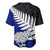 Aotearoa New Zealand Baseball Jersey Silver Fern Kiwi Bird and NZ Map with Maori Tribal Blue Style LT03 - Polynesian Pride