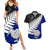 Aotearoa New Zealand Couples Matching Summer Maxi Dress and Hawaiian Shirt Silver Fern Kiwi Bird and NZ Map with Maori Tribal Blue Style LT03 Blue - Polynesian Pride