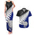 Aotearoa New Zealand Couples Matching Tank Maxi Dress and Hawaiian Shirt Silver Fern Kiwi Bird and NZ Map with Maori Tribal Blue Style LT03 Blue - Polynesian Pride