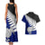 Aotearoa New Zealand Couples Matching Tank Maxi Dress and Hawaiian Shirt Silver Fern Kiwi Bird and NZ Map with Maori Tribal Blue Style LT03 - Polynesian Pride