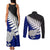 Aotearoa New Zealand Couples Matching Tank Maxi Dress and Long Sleeve Button Shirts Silver Fern Kiwi Bird and NZ Map with Maori Tribal Blue Style LT03 - Polynesian Pride