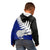 Aotearoa New Zealand Kid Hoodie Silver Fern Kiwi Bird and NZ Map with Maori Tribal Blue Style LT03 - Polynesian Pride