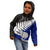 Aotearoa New Zealand Kid Hoodie Silver Fern Kiwi Bird and NZ Map with Maori Tribal Blue Style LT03 - Polynesian Pride