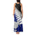 Aotearoa New Zealand Tank Maxi Dress Silver Fern Kiwi Bird and NZ Map with Maori Tribal Blue Style LT03 - Polynesian Pride