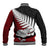 Aotearoa New Zealand Baseball Jacket Silver Fern Kiwi Bird and NZ Map with Maori Tribal Red Style LT03 - Polynesian Pride