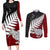 Aotearoa New Zealand Couples Matching Long Sleeve Bodycon Dress and Long Sleeve Button Shirts Silver Fern Kiwi Bird and NZ Map with Maori Tribal Red Style LT03 Pink - Polynesian Pride