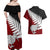 Aotearoa New Zealand Couples Matching Off Shoulder Maxi Dress and Hawaiian Shirt Silver Fern Kiwi Bird and NZ Map with Maori Tribal Red Style LT03 - Polynesian Pride