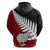 Aotearoa New Zealand Hoodie Silver Fern Kiwi Bird and NZ Map with Maori Tribal Red Style LT03 - Polynesian Pride