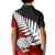 Aotearoa New Zealand Kid Polo Shirt Silver Fern Kiwi Bird and NZ Map with Maori Tribal Red Style LT03 - Polynesian Pride