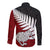 Aotearoa New Zealand Long Sleeve Button Shirt Silver Fern Kiwi Bird and NZ Map with Maori Tribal Red Style LT03 - Polynesian Pride