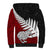 Aotearoa New Zealand Sherpa Hoodie Silver Fern Kiwi Bird and NZ Map with Maori Tribal Red Style LT03 - Polynesian Pride