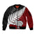 Aotearoa New Zealand Sleeve Zip Bomber Jacket Silver Fern Kiwi Bird and NZ Map with Maori Tribal Red Style LT03 Unisex Pink - Polynesian Pride