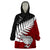 Aotearoa New Zealand Wearable Blanket Hoodie Silver Fern Kiwi Bird and NZ Map with Maori Tribal Red Style LT03 One Size Pink - Polynesian Pride