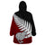 Aotearoa New Zealand Wearable Blanket Hoodie Silver Fern Kiwi Bird and NZ Map with Maori Tribal Red Style LT03 - Polynesian Pride