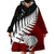 Aotearoa New Zealand Wearable Blanket Hoodie Silver Fern Kiwi Bird and NZ Map with Maori Tribal Red Style LT03 - Polynesian Pride