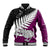 Aotearoa New Zealand Baseball Jacket Silver Fern Kiwi Bird and NZ Map with Maori Tribal Pink Style LT03 Unisex Red - Polynesian Pride