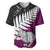 Aotearoa New Zealand Baseball Jersey Silver Fern Kiwi Bird and NZ Map with Maori Tribal Pink Style LT03 Red - Polynesian Pride