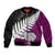 Aotearoa New Zealand Bomber Jacket Silver Fern Kiwi Bird and NZ Map with Maori Tribal Pink Style LT03 Unisex Red - Polynesian Pride