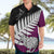 Aotearoa New Zealand Hawaiian Shirt Silver Fern Kiwi Bird and NZ Map with Maori Tribal Pink Style LT03 - Polynesian Pride