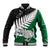 Aotearoa New Zealand Baseball Jacket Silver Fern Kiwi Bird and NZ Map with Maori Tribal Green Style LT03 Unisex Green - Polynesian Pride