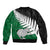 Aotearoa New Zealand Bomber Jacket Silver Fern Kiwi Bird and NZ Map with Maori Tribal Green Style LT03 - Polynesian Pride