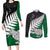 Aotearoa New Zealand Couples Matching Long Sleeve Bodycon Dress and Long Sleeve Button Shirts Silver Fern Kiwi Bird and NZ Map with Maori Tribal Green Style LT03 Green - Polynesian Pride