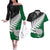 Aotearoa New Zealand Couples Matching Off The Shoulder Long Sleeve Dress and Hawaiian Shirt Silver Fern Kiwi Bird and NZ Map with Maori Tribal Green Style LT03 Green - Polynesian Pride