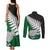 Aotearoa New Zealand Couples Matching Tank Maxi Dress and Long Sleeve Button Shirts Silver Fern Kiwi Bird and NZ Map with Maori Tribal Green Style LT03 - Polynesian Pride