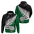 Aotearoa New Zealand Hoodie Silver Fern Kiwi Bird and NZ Map with Maori Tribal Green Style LT03 - Polynesian Pride