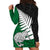 Aotearoa New Zealand Hoodie Dress Silver Fern Kiwi Bird and NZ Map with Maori Tribal Green Style LT03 - Polynesian Pride