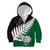 Aotearoa New Zealand Kid Hoodie Silver Fern Kiwi Bird and NZ Map with Maori Tribal Green Style LT03 - Polynesian Pride