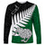 Aotearoa New Zealand Long Sleeve Shirt Silver Fern Kiwi Bird and NZ Map with Maori Tribal Green Style LT03 Unisex Green - Polynesian Pride