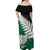 Aotearoa New Zealand Off Shoulder Maxi Dress Silver Fern Kiwi Bird and NZ Map with Maori Tribal Green Style LT03 - Polynesian Pride