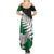 Aotearoa New Zealand Summer Maxi Dress Silver Fern Kiwi Bird and NZ Map with Maori Tribal Green Style LT03 - Polynesian Pride